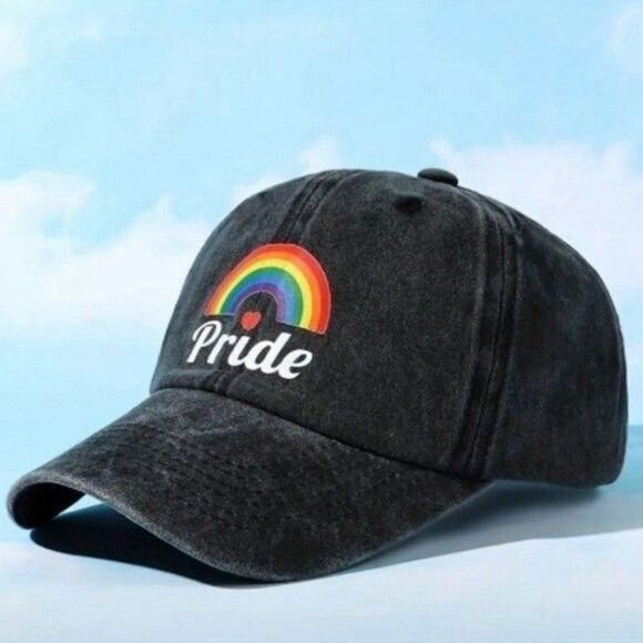 Charcoal colored Pride rainbow hat - Picture 3 of 3